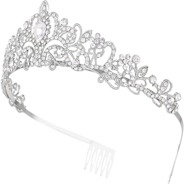 Krystall Tiara Krone Sølv Hodebånd Hodeplagg Rhinestone Hår Smykker Dekor