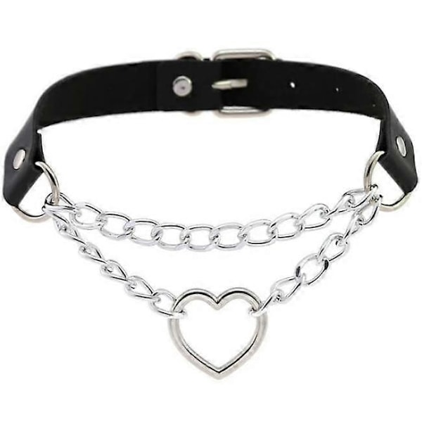 Choker - Hjerte - Kjede - Musta Svart