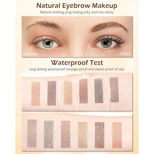 Ögonbrynspulver Makeup Kit, 3 Färger Ögonbrynspulver Långvarig Vattentät, Färgad Ögonbrynspulver Medium Mörkgrå Brun Brynfyllare