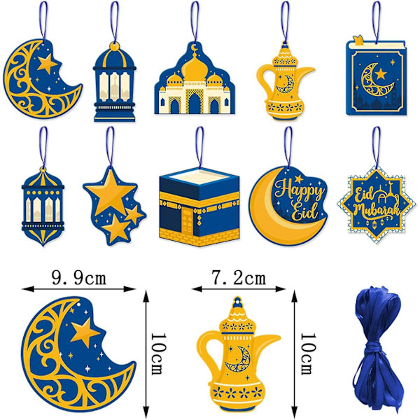 30 kpl Eid Mubarak -riippukoristeet, riippuvat Eid-paperikoristeet, Ramadan Mubarak -seinäkoristeet