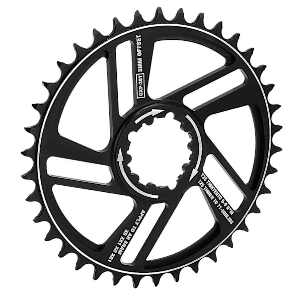 Lebycle Cykelkedjekrans 38T Kedjehjul 3mm Offset Direktmontering Smal Bred Kedjekrans för SRAM GXP Vevarm Svart