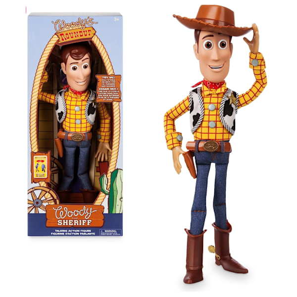 Woody interaktivt snakkende actionfigur, 38 cm, med over 10 engelske fraser, interagerer med andre figurer, avtakbar hatt