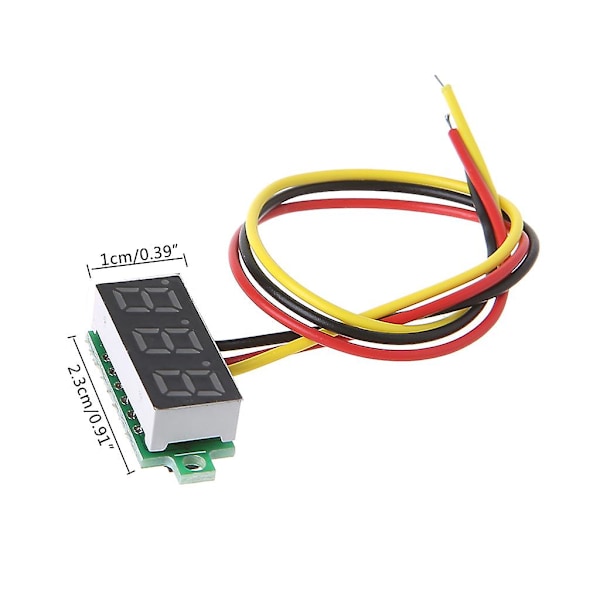 Mini 0,28\" LED-display 3-linjers DC 0-100V Voltmeter Digital Gauge Spänningsmätare