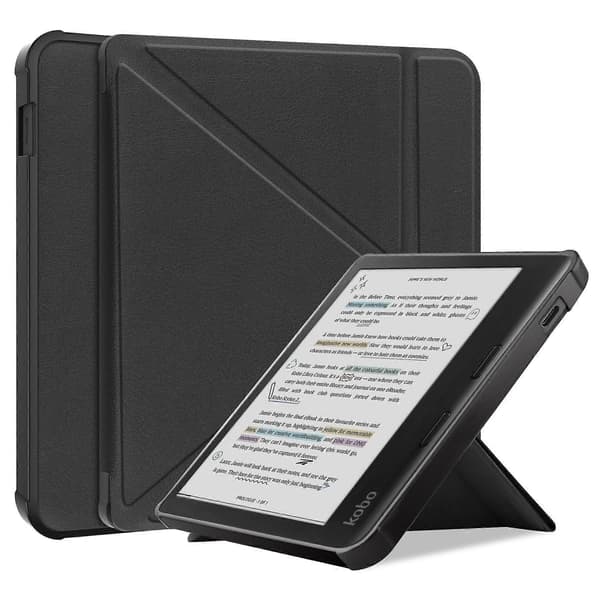 Stand Case til Kobo Libra Colour eReaders PU Læder Sleeve Cover med Auto Vågn/Sov Funktion Sort