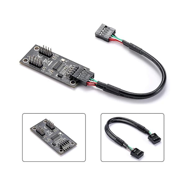 USB Hub USB Splitter USB2.0 9-pins til Dobbelt 9-pins Hub Adapter Riser Motherboard USB 9-pins Stik 1 til