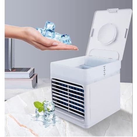 Mini bærbar aircondition. Stille mobil aircondition. Mini luftkøler ventilator med blødt natlys - AquaForge