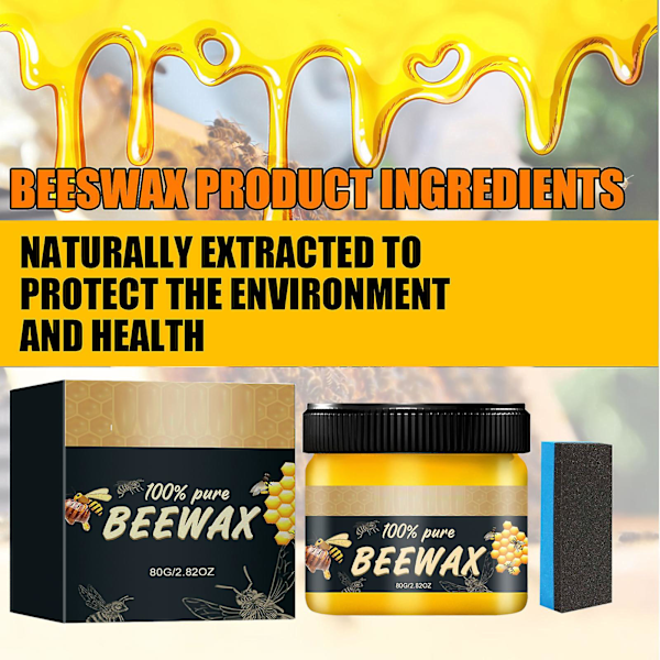 Trävax Beewax, Multifunktionell Bivax Möbelpolish Bivax För Golv Bordsstol Skåpvård, Anti-sprickbildning