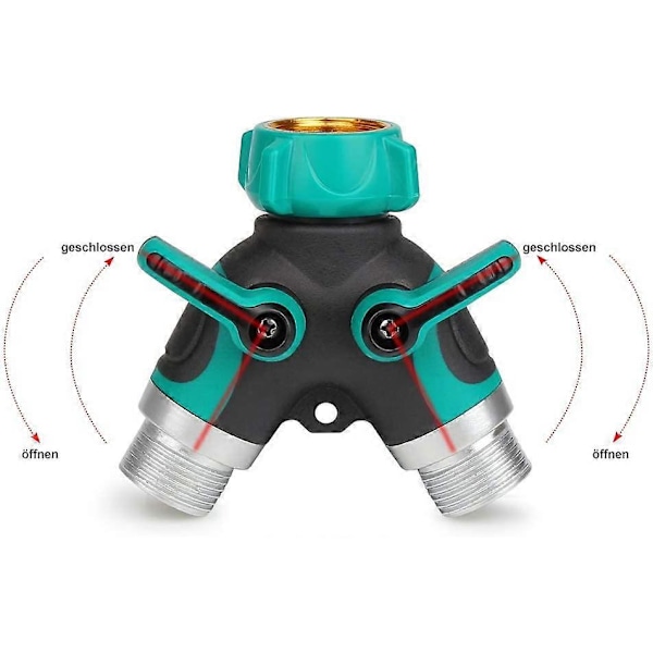 Nirvana 2-Vejs Fordeler Slange Splitter Y-Fordeler 3/4 Have Slange Stik med 2 Udløb 26,5 mm Ventiler Justerbar og Låsbar Vandstrøm 2 Con
