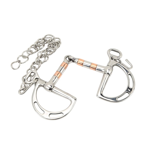 Rustfrit Stål Kobber D-Ring Snaffle Bid med Kæde til 125mm Heste Mund