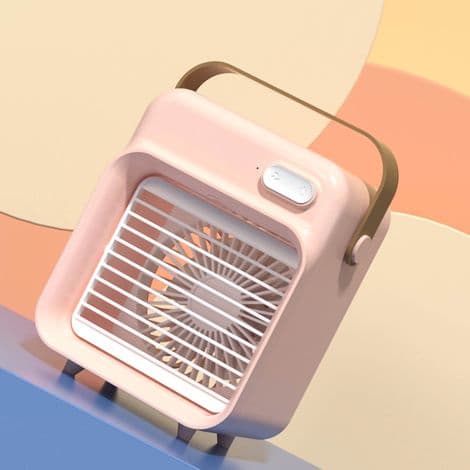 Mini bærbar USB bordventilator med 3 ventilatorhastigheder. Pink.