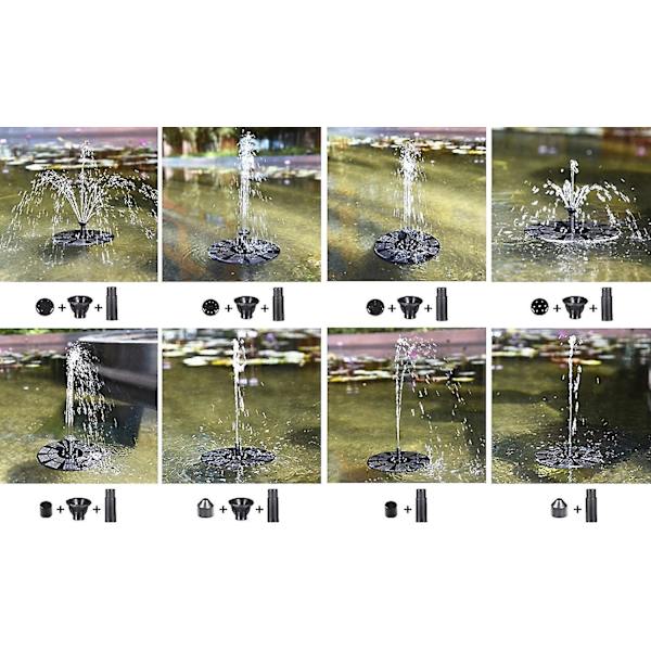 Uppgraderad Solvattenfontän Med 3w Led-lampa - Solcellsdriven Fontän Med 8 Vattenmönster - Solcellsdriven Flytande Fontän För Fågelbad, Trädgård, P