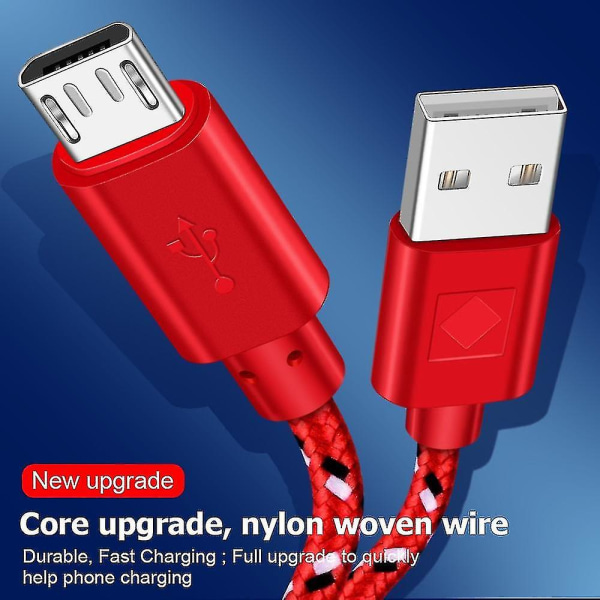 Micro USB -kabel Nylon datasnabbladdare USB sladd för Samsung Xiaomi Redmi Huawei Lg Microusb Android-telefonkablar