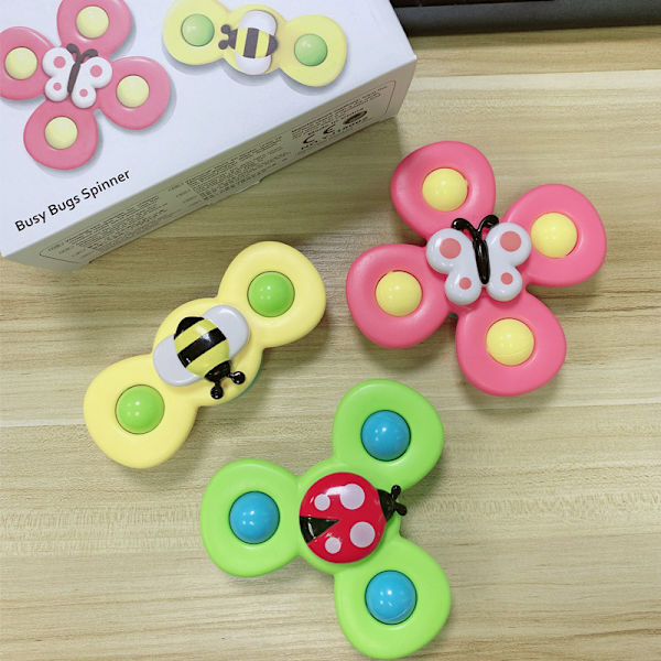3 Pak Baby Suttekopper Spindelegetøj Fidget Spinner Badelegetøj Multifarvet