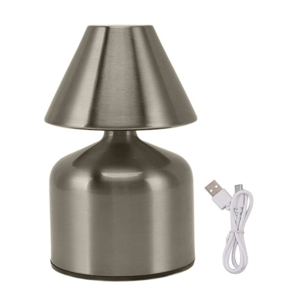 3W Trinløs Dæmpning Touch Bordlampe Skrivebordslampe 1800mAh Ledningsfri 3 Farver Genopladelig Natbord Lampe til Bar Sølv