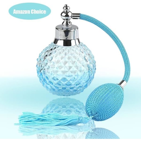 100 ml Crystal hajuvesipullo pitkä spray tupsu sumuttava pumppu uudelleen täytettävä lasipullo (sininen)