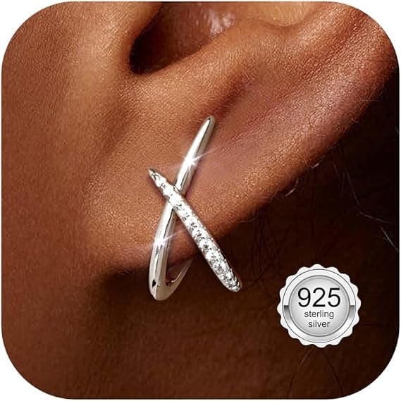 Diamant gull/sølv øredobber for kvinner, 925 sterlingsølv øredobber