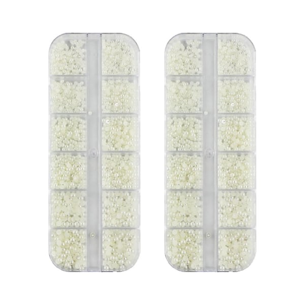 Dhrs Perle Rhinestone Halvcirkel Flat Back Kollektion Med Æske Til Neglekunst Sko Tøj Diy Scrapbooking