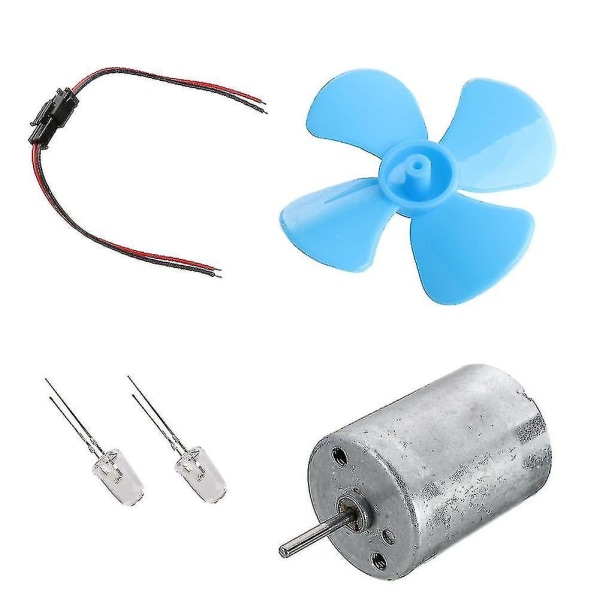 Gør-det-selv sæt 6-9v vindmølle mikromotor/ mini blå blad paddle/ dioder/ kabler