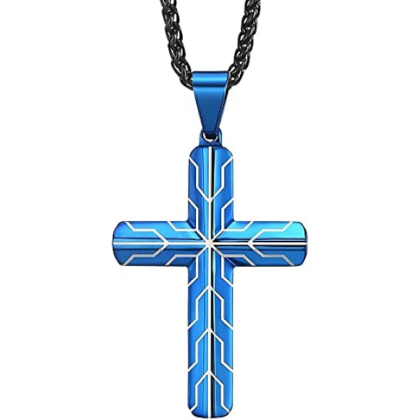 Kors halskæde 316l rustfrit stål Titanium korsvedhæng til mænd og kvinders religiøse smykker, 24 I