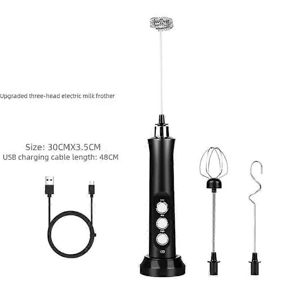 Håndholdt elektrisk mini-miksmaster for husholdning, USB-lading, eggepisker, melkepisker, stativ