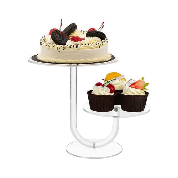 2-etagers Cupcake Display Stativ Rund Akryl Kagehylde DIY Slik Dessert Tårn Stativ Bryllup Fest Ca