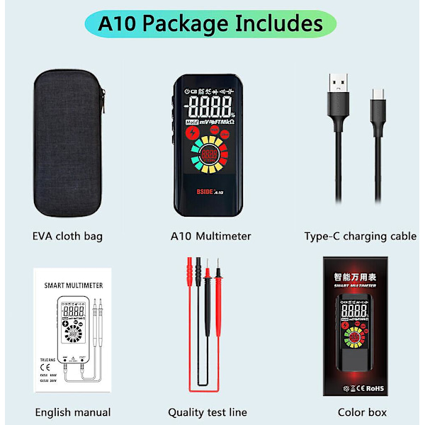 A10 Fuldautomatisk Anti-Burn Intelligent Digital Multimeter Håndholdt js