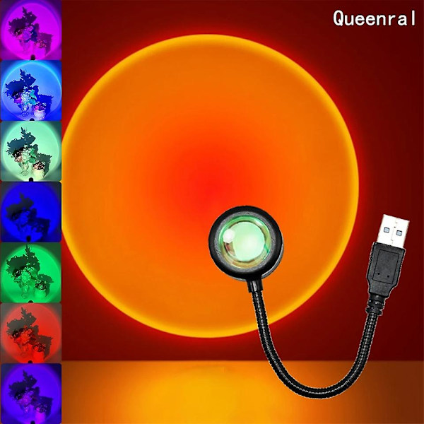 1x USB Solnedgangslampe LED Regnbue Neon Nattelys Projektor Fotografi Væg Atmosfære Belysning Til Soveværelse Hjem Værelse Dekoration Gave