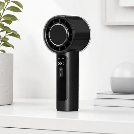 Sort genopladelig bærbar rejseventilator 3000 mAh