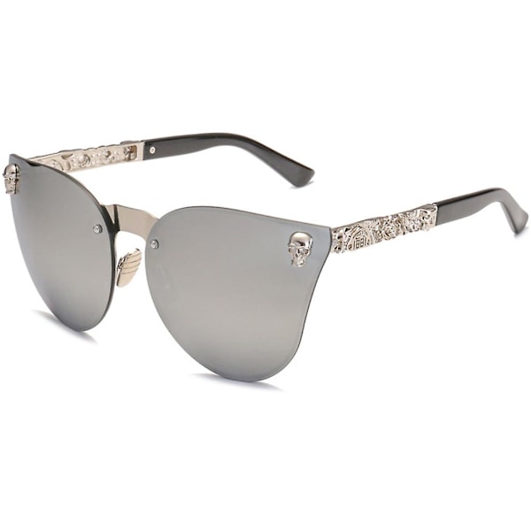 Skull Dame Til Cat Eye Solbriller Vintage Oversized Rimless Spejl Cateye Øjewe