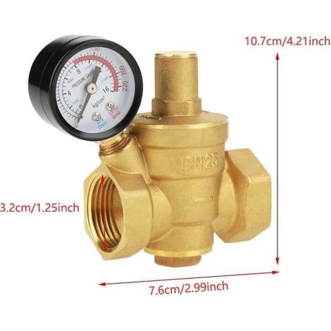 Trykregulator. DN25 Justerbar Messing Holdbar Vandtryksreducerende Regulator + Metrisk Kanal (1.6MPa)