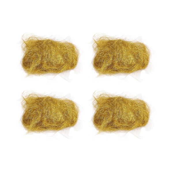 4-pack längst hår konstgjord päls fluffig syntetfiber hårkrokbindning material guld