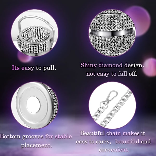 Diamant Vannflaske Skinnende Rhinestone Rustfritt Stål Termos Påfyllbar Vannflaske Isolerte Vannflaske Glitter Vannflaske med Kjede for Kvinner