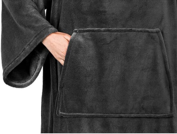 Oversized hettegenser-teppe med stor lomme, multifunksjonell black