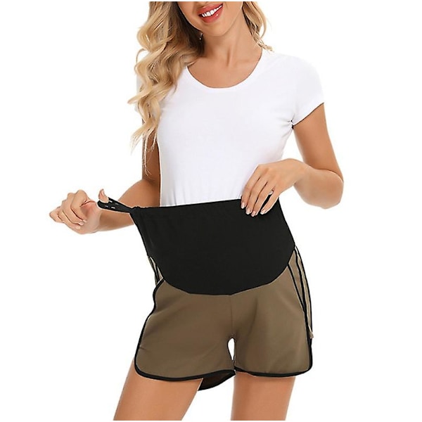 Maternity Bukser Solid Strip Splicing Beskytt Mage Gravide Kvinners Shorts