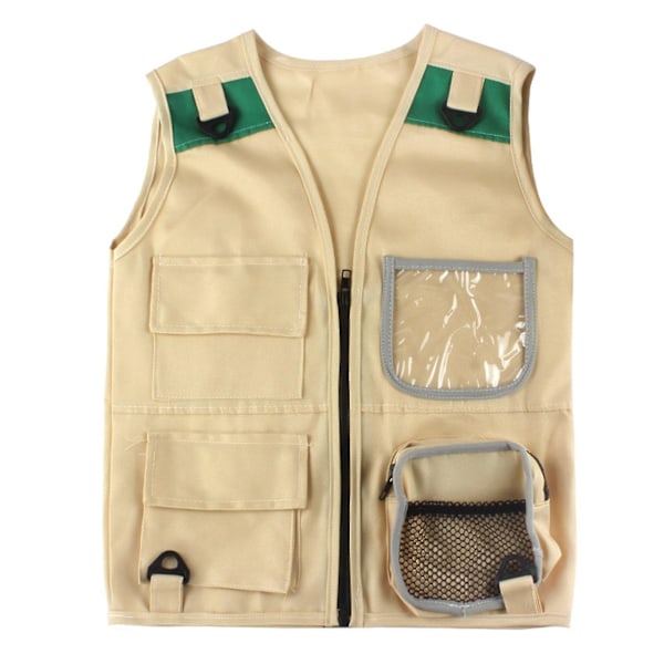 Utendørssett, ungt barns khaki-vest og hatt, komfortabelt og holdbart explorer-kostyme rollespillleketøy