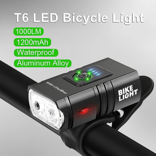 Cykellygtesæt Genopladeligt LED-cykellygter Vandtæt forlygte foran bag ~