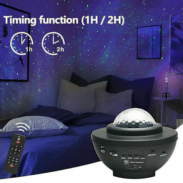 Bluetooth LED Galaxy Stjernehimmel Natlys Projektor Sky Party Lampe Gave