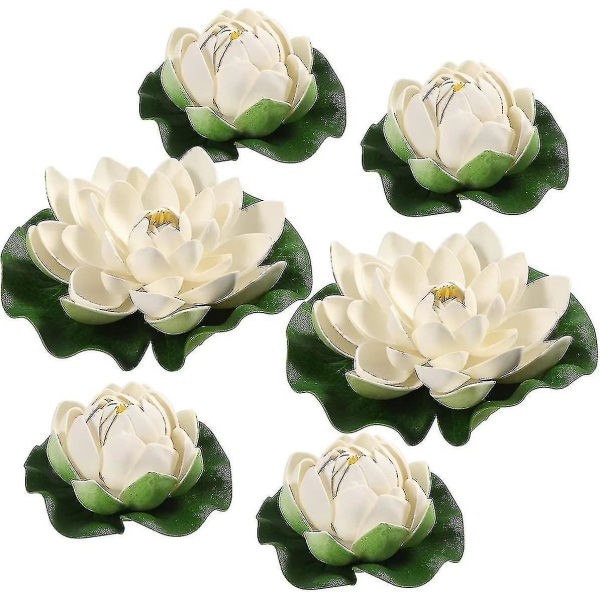 6 stk kunstig lotusblomst lotusblad til dam