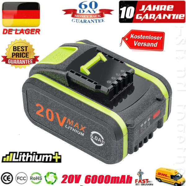 2024 4.0Ah 20V Erstatning for Worx Batteri 20V Max Litium-ion Batteri Kompatibelt med Worx Batteri