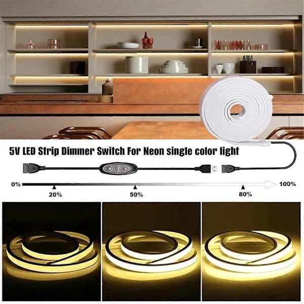 5V USB LED Dimmerbrytare, 10-stegs dimning, hona till hane, 2-pack USB-driven dimmer för 5V enkel