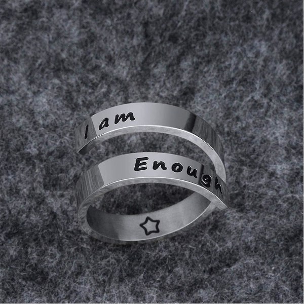 Ring I Am Enough Ring Inspirerende smykker rustfrit stål 18,9 mm diameter, rustfrit stål