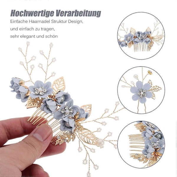 4-pack hårnålar brudhåraccessoarer bröllopstiara blå kristall elegant design