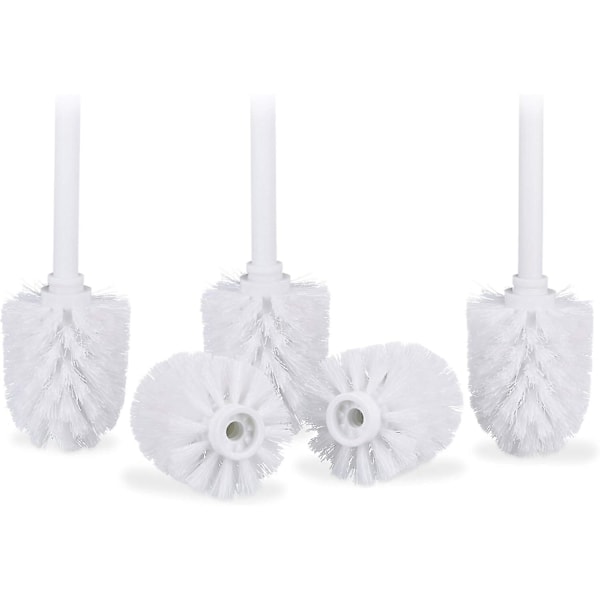 Toiletsbørstehoved Sæt med 5, Bulk Toiletsbørster 9,5 Mm Tråd, Udskiftningsbørstehoved Diameter 7 X 9 Cm, Hvid