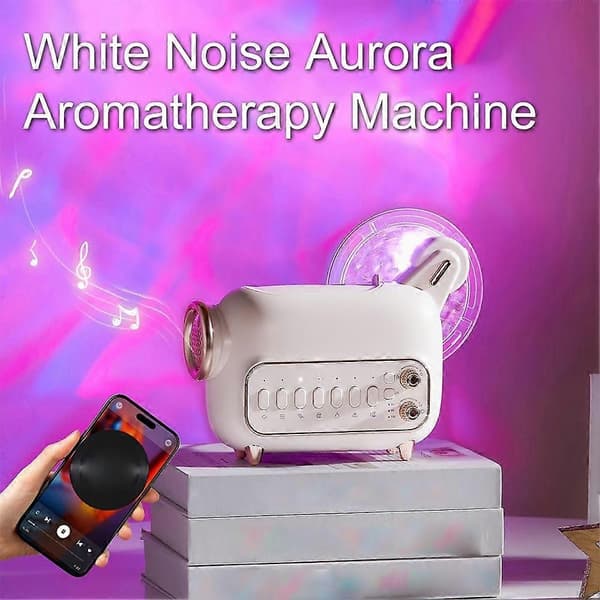 White Noise Diffuser - Bluetooth-högtalare Aurora Ljus Luftfuktare för Sömn och Avkoppling Beige A