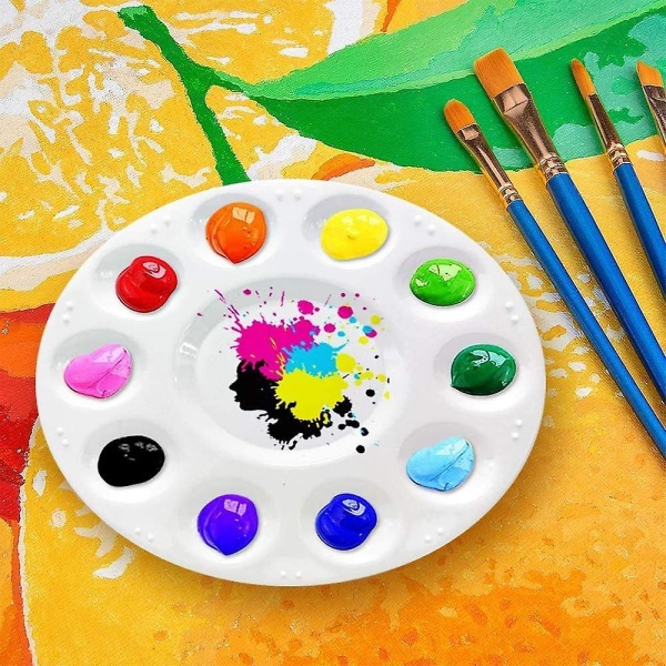 Målarbricka-paletter, plastfärgpaletter för barn eller elever att måla på skolprojekt eller konstklass-12 st