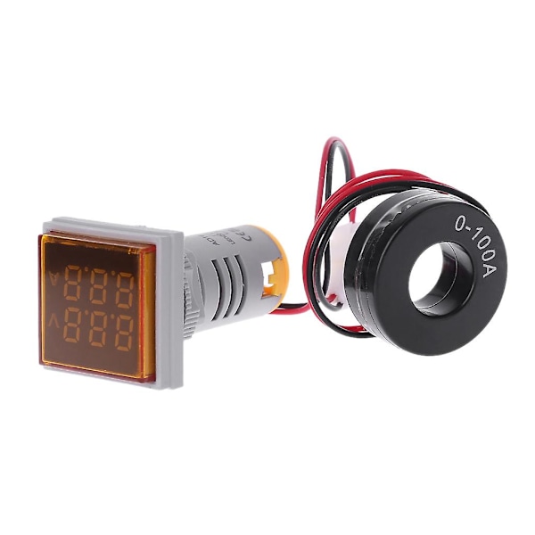 Spændingsmåler AC 60-500v 0-100a Strømmåler Firkant Dobbelt Display Voltmeter