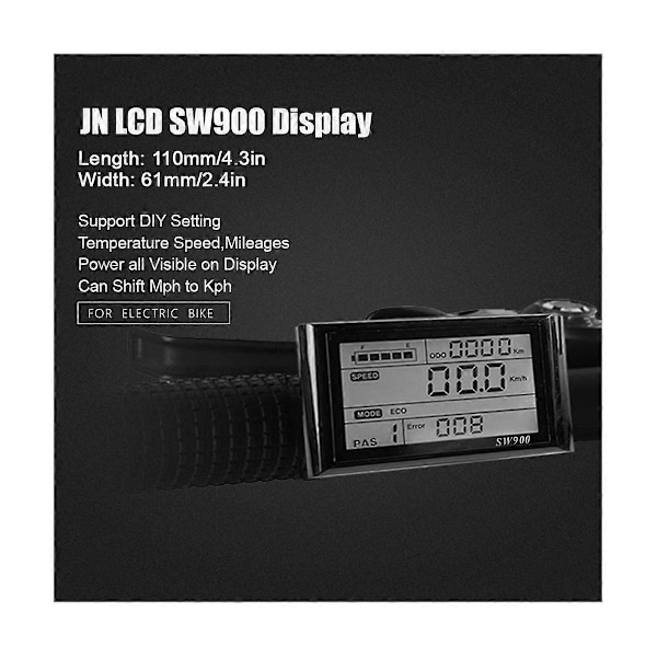 Sähköpyörän SW900 LCD-näyttöohjaus, nopeusmittari, liitäntä, tallennus, ohjaus/asetukset