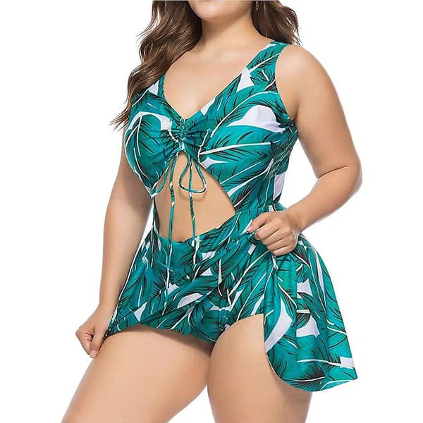 Damtankini med blommönster, plus size, endelat