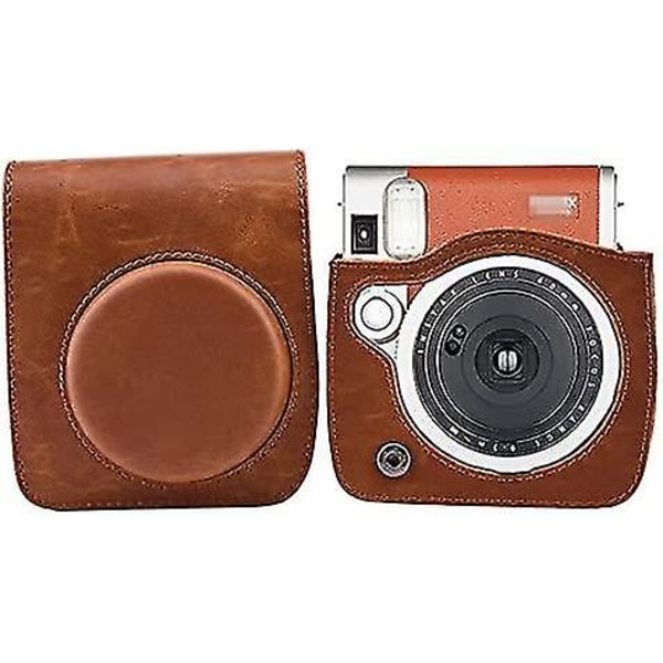 Funda protectora de cuero Pu Retro Vintage -kompatibel med instant filmkamera Fujifilm Instax Mini 90 marrón