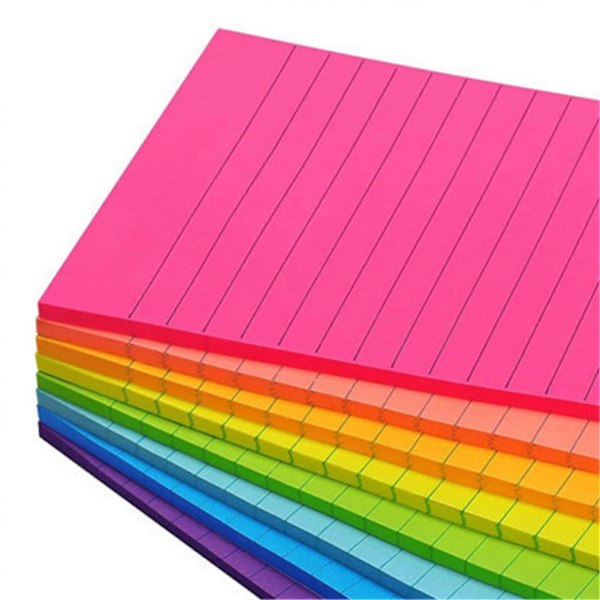 Linjerade klisterlappar 100 x 150 mm 45 block 6 färger Starkt limmande memoblock